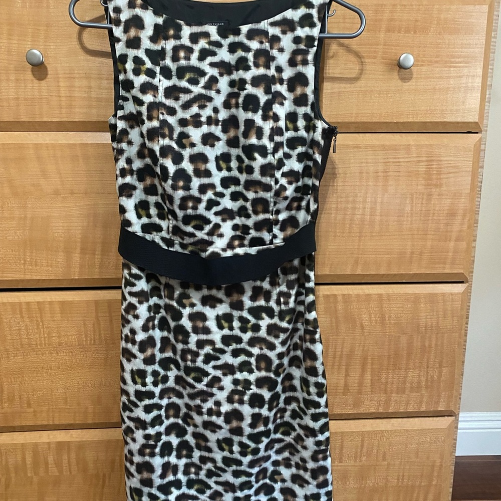 Ann Taylor Animal print sleeveless sheath dress size 0